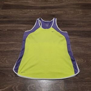Nike Womens Dri Fit Running Racer Back Tank Top Safety Yellow, Size Medium